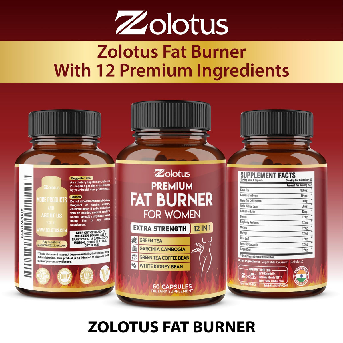 Flacon Zolotus Brûleurs de Graisse avec ingrédients naturels
