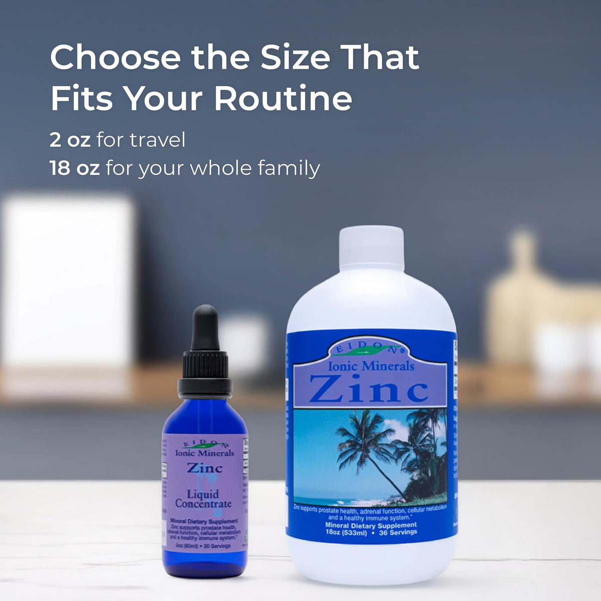 Flacons de concentré de zinc liquide Eidon en pack