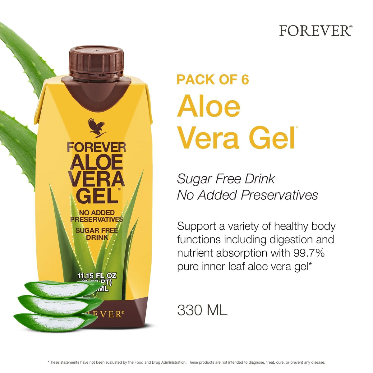 Flacons de gel d'aloe vera Forever Living en rangée
