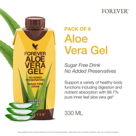 Flacons de gel d'aloe vera Forever Living en rangée
