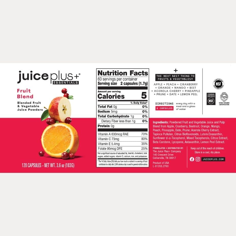 Flacons de Juice Plus+ sur une table