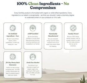 Flacons de teintures bio Earthley Wellness sur une table