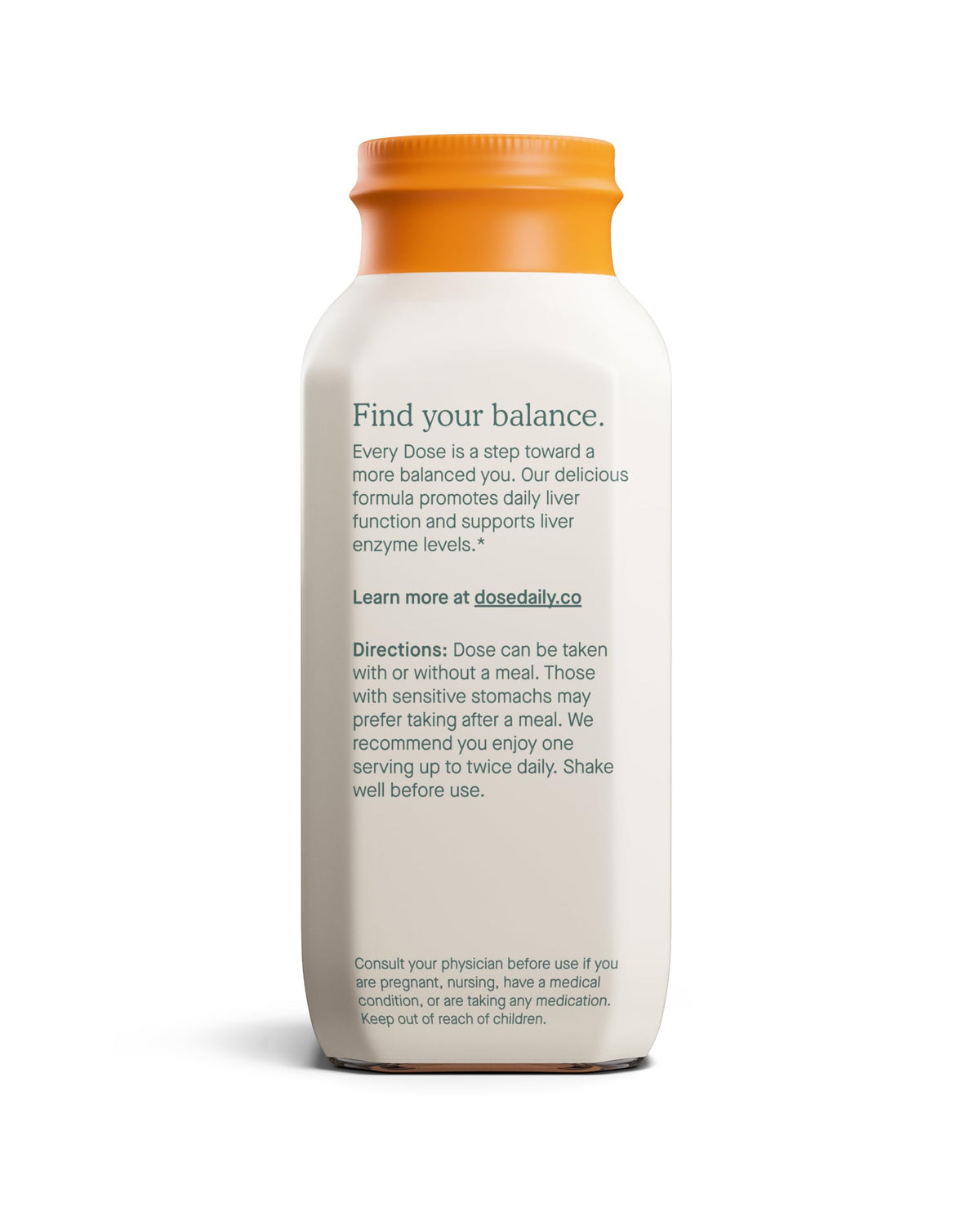 Flacons Dose for Your Liver alignés sur une table