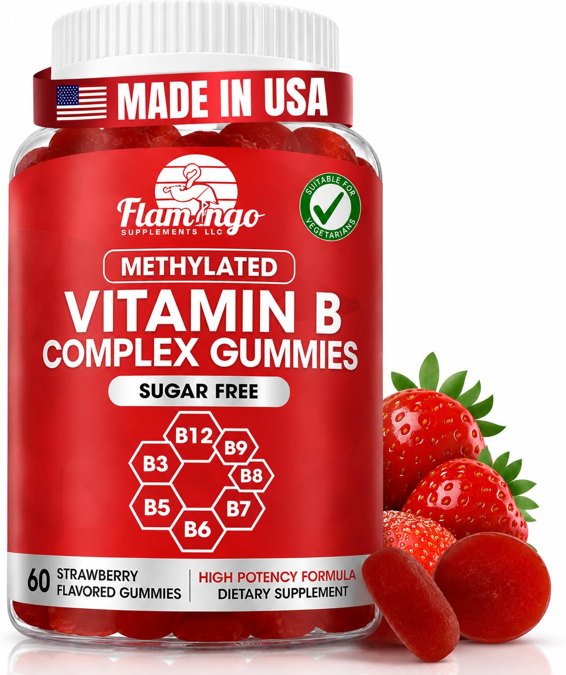 Flamingo Supplements Gummies Complexe B Methylé 60 unités vue avant