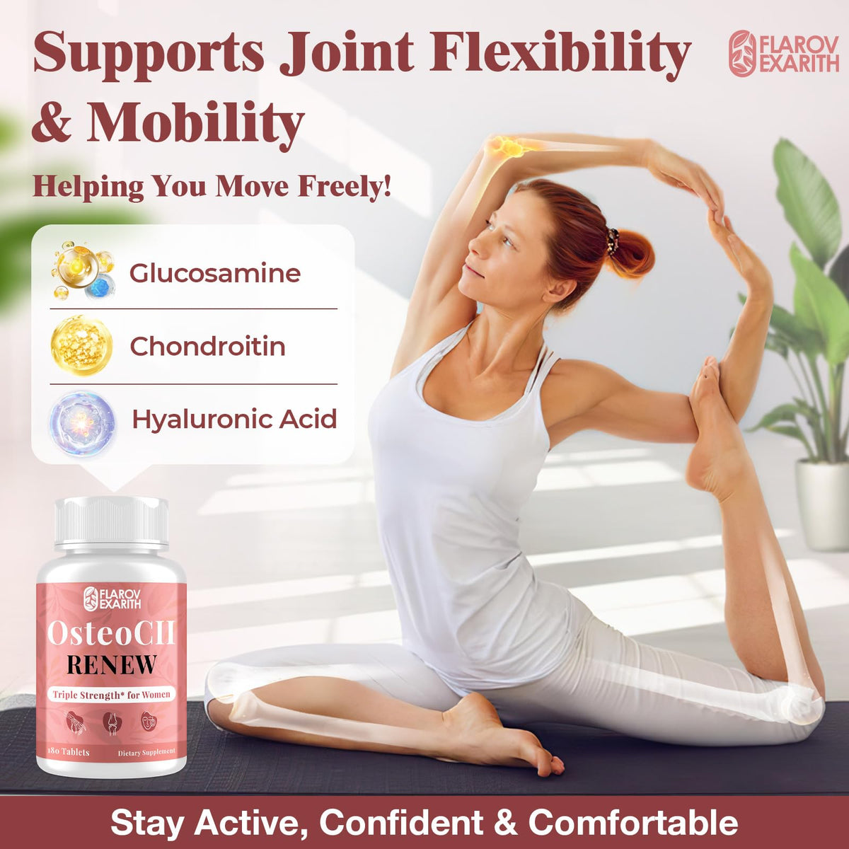 Flarovexarith OsteoCII Renew tablettes montrant la taille et la forme