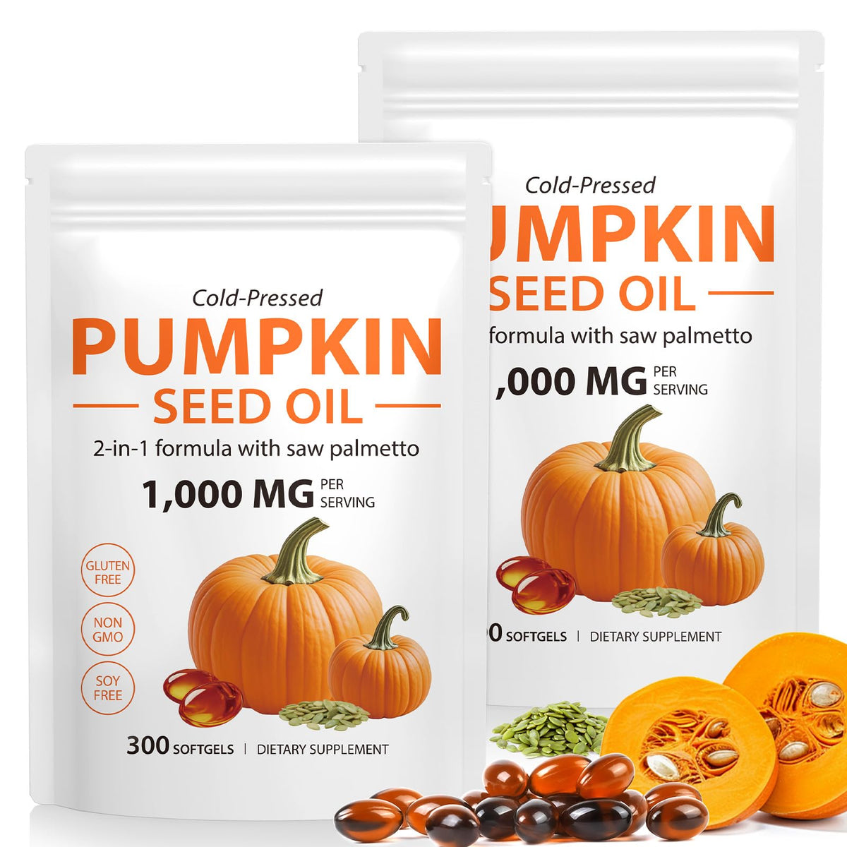 flasture gélules d'huile de graines de citrouille 600 softgels vue avant