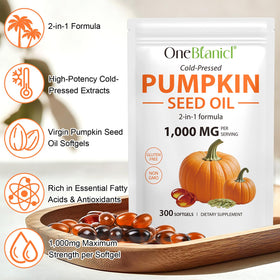 flasture Huile de Pépin de Citrouille 1000mg gélules sur fond blanc