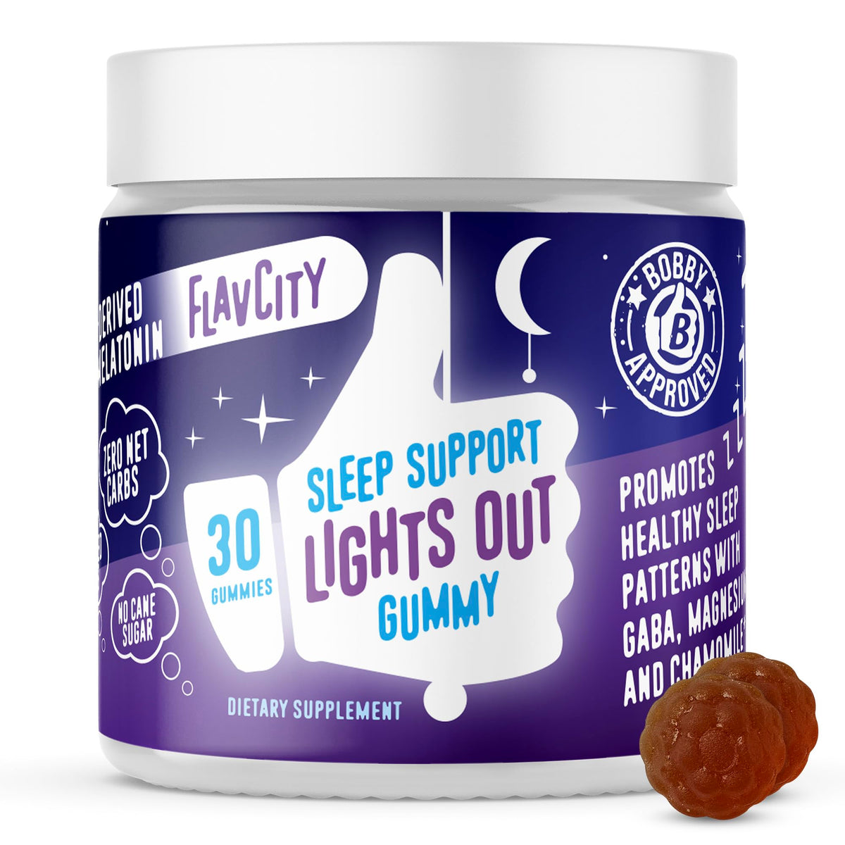 FlavCity Gummies de Mélatonine en boîte, vue de face
