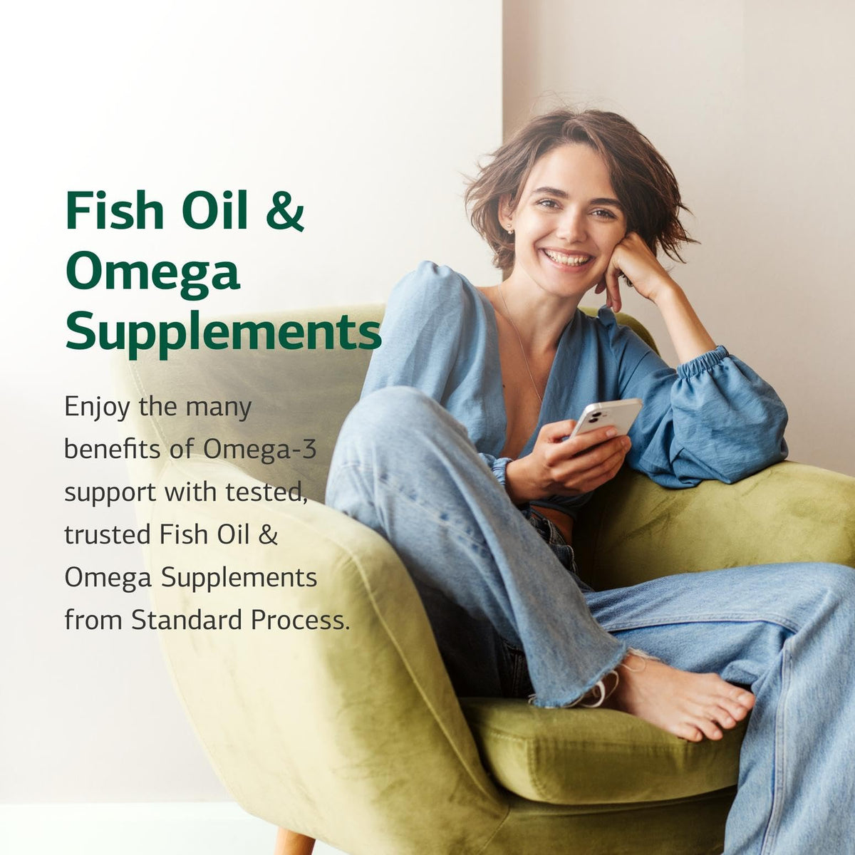 Flax Oil Plus Standard Process gélules sur une table