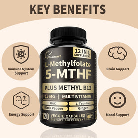 Fleamart L Methylfolate 15mg capsules avec d'autres compléments
