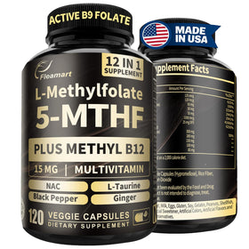 Fleamart L Methylfolate 15mg capsules en bouteille vue de face