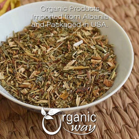 Fleurs de Bach Organic Way à côté d'une tasse de tisane