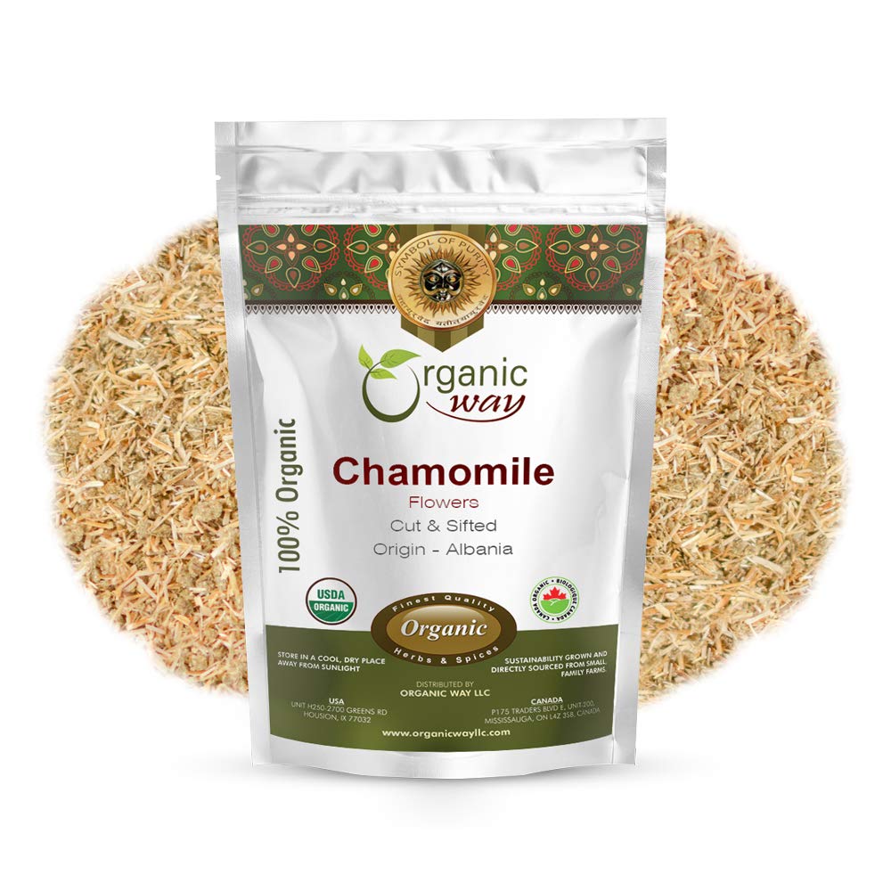 Fleurs de camomille bio coupées et tamisées Organic Way, vue de face