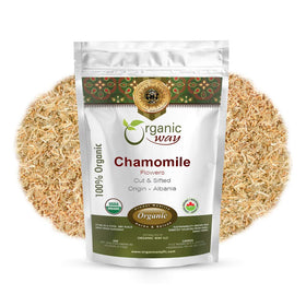 Fleurs de camomille bio coupées et tamisées Organic Way, vue de face