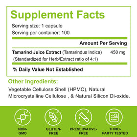 FLIKO Complément Alimentaire Tamarind Bouteille avec 100 Capsules