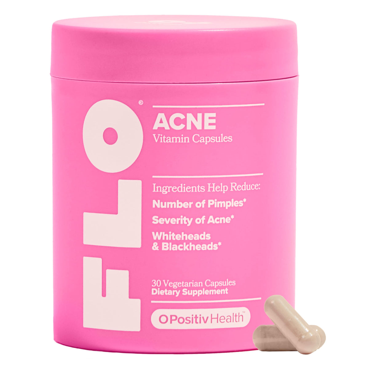 FLO Acné d'O Positiv, capsules blanches en bouteille