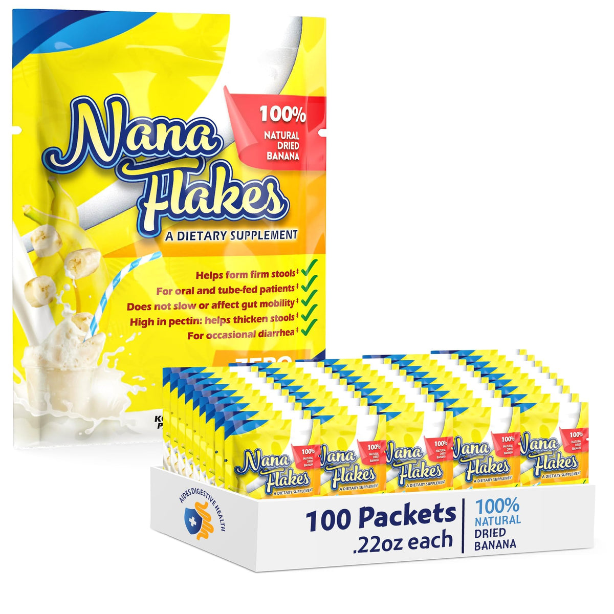 Flocons de banane 100% pur Nutritional Designs, sachet individuel