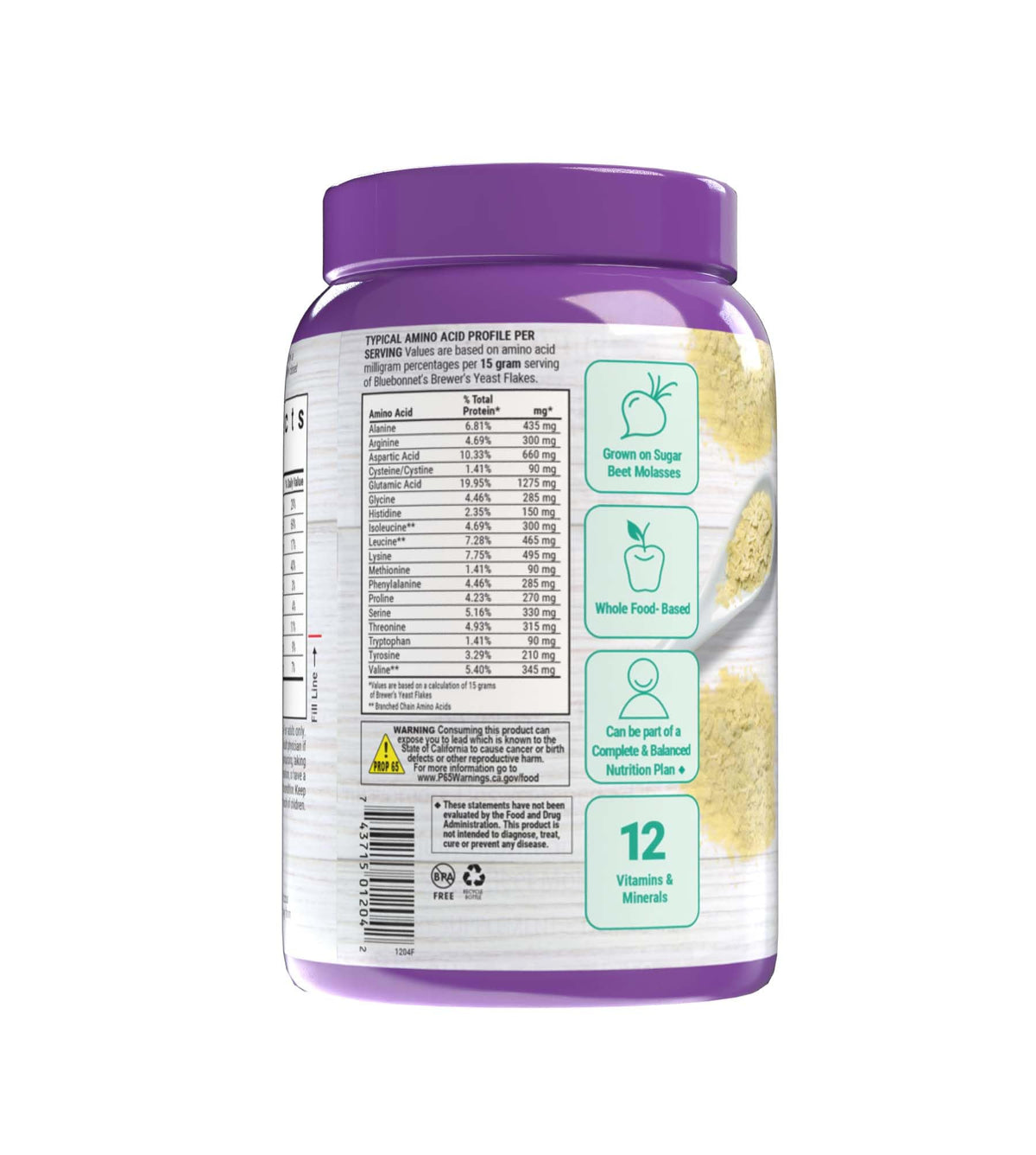 Flocons de levure de bière BlueBonnet 308g dans un bol