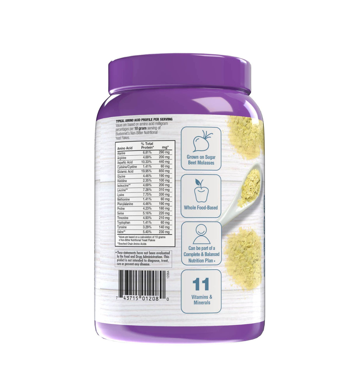 Flocons de levure nutritionnelle BlueBonnet emballage recyclable