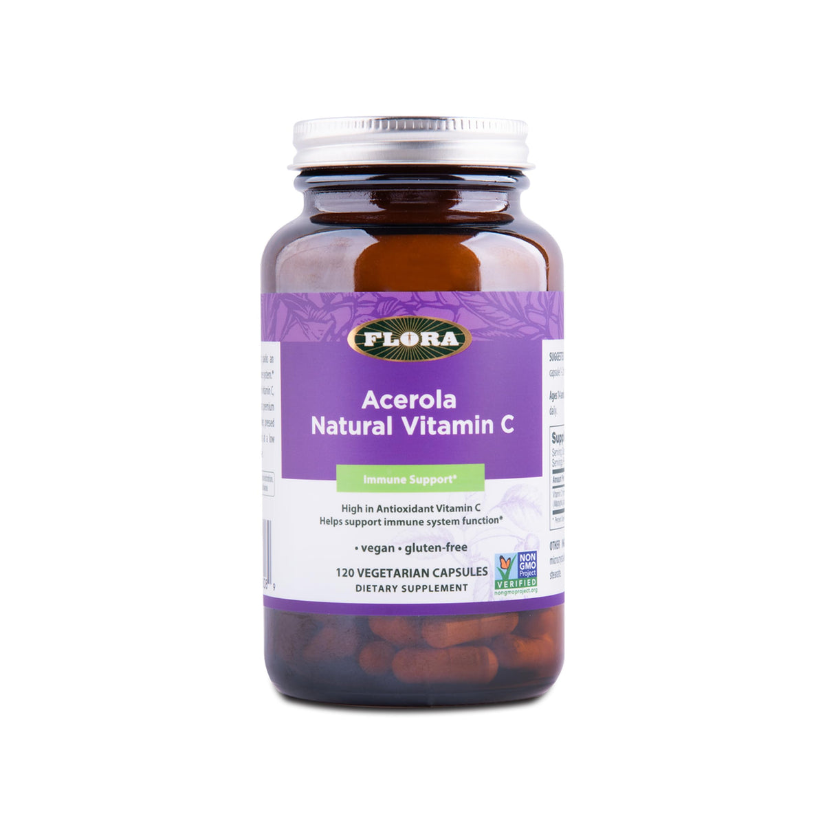 Flora Acerola Vitamine C 120 capsules végétales en flacon en verre