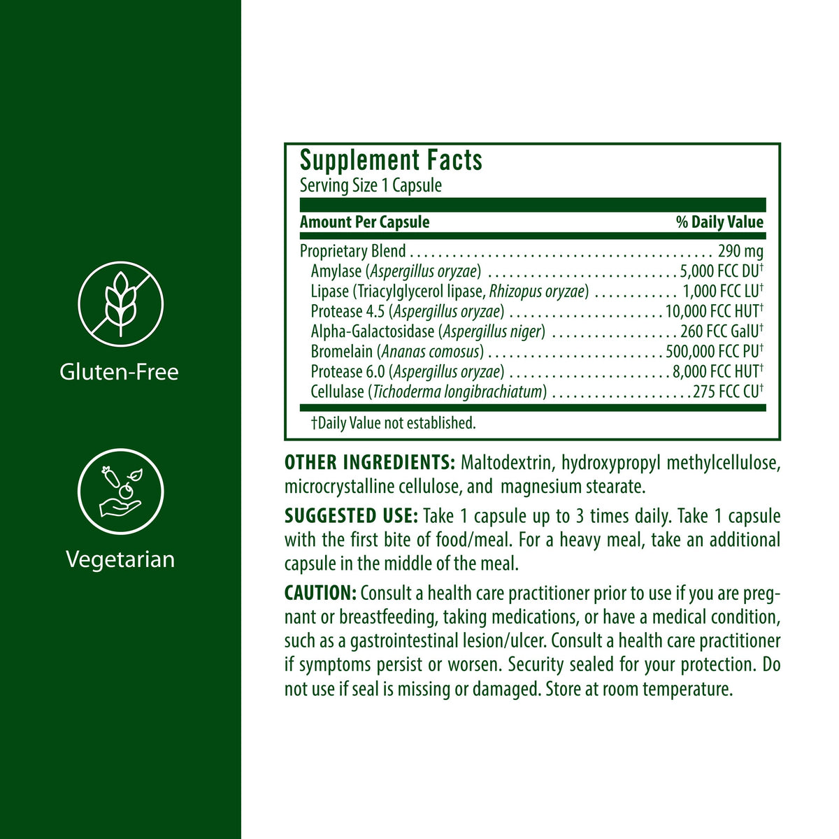 Flora Enzymes daily Quotidiennes 60 Capsules Végétales vue arrière