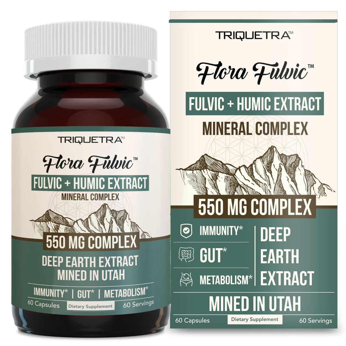 Flora Fulvic de Triquetra Health, vue avant de l'emballage