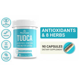 Flora Fusion TUDCA 1000mg capsules avec étiquette détaillée