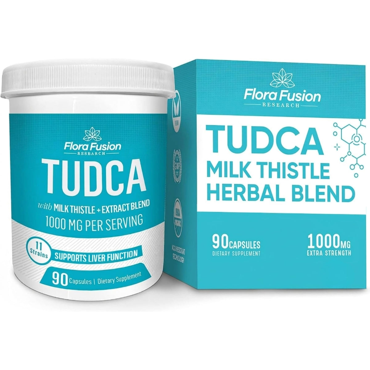 Flora Fusion TUDCA 1000mg flacon de 90 capsules vue de face