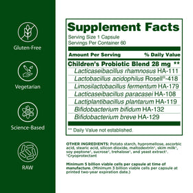 Flora Probiotique Enfants, emballage avec informations nutritionnelles