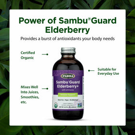 Flora SambuGuard Elderberry+ bouteille vue de côté