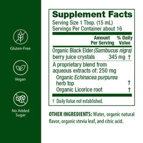 Flora SambuGuard Elderberry+ étiquette avec ingrédients