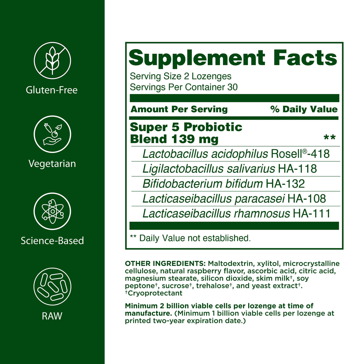 Flora Super 5 Probiotique Pastilles 60 unités - emballage