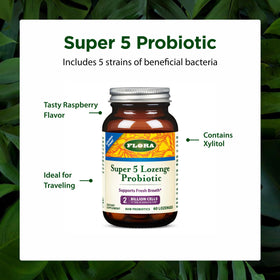 Flora Super 5 Probiotique Pastilles - pastille de framboise