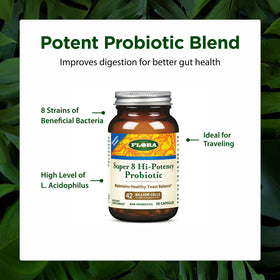 Flora Super 8 Probiotique capsule en gros plan