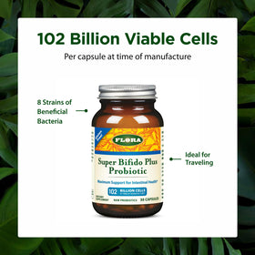 Flora Super Bifido Plus Probiotique vue de côté montrant le couvercle