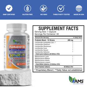 Florabiotix Probiotique 30 Capsules sur une table avec lumière naturelle