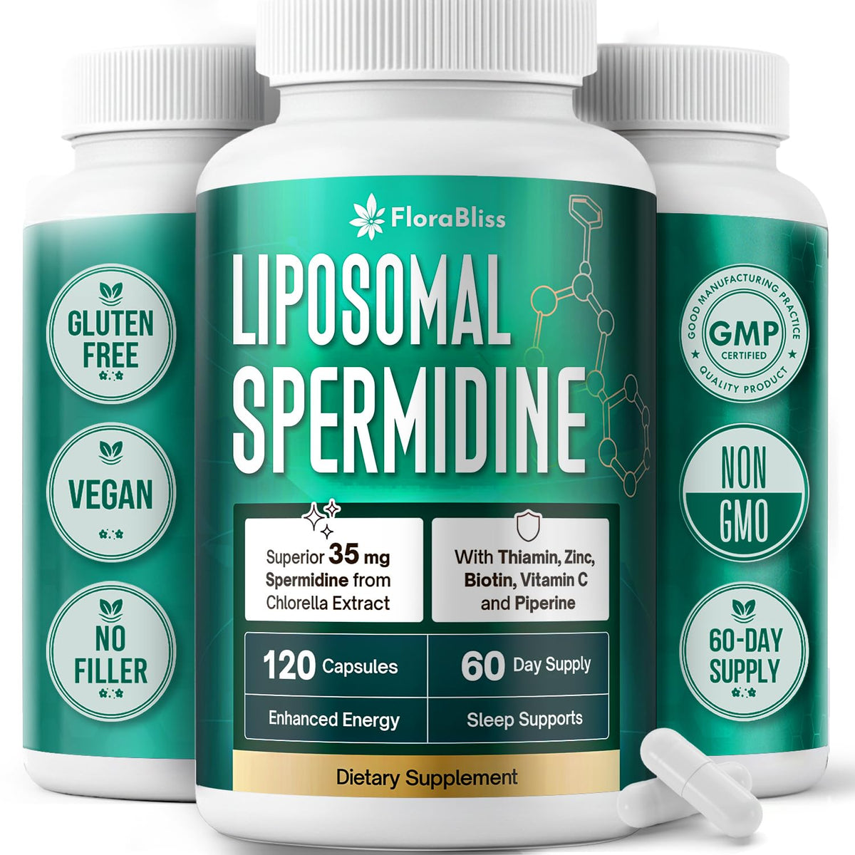 FloraBliss 35mg Liposomal Spermidine avant du paquet