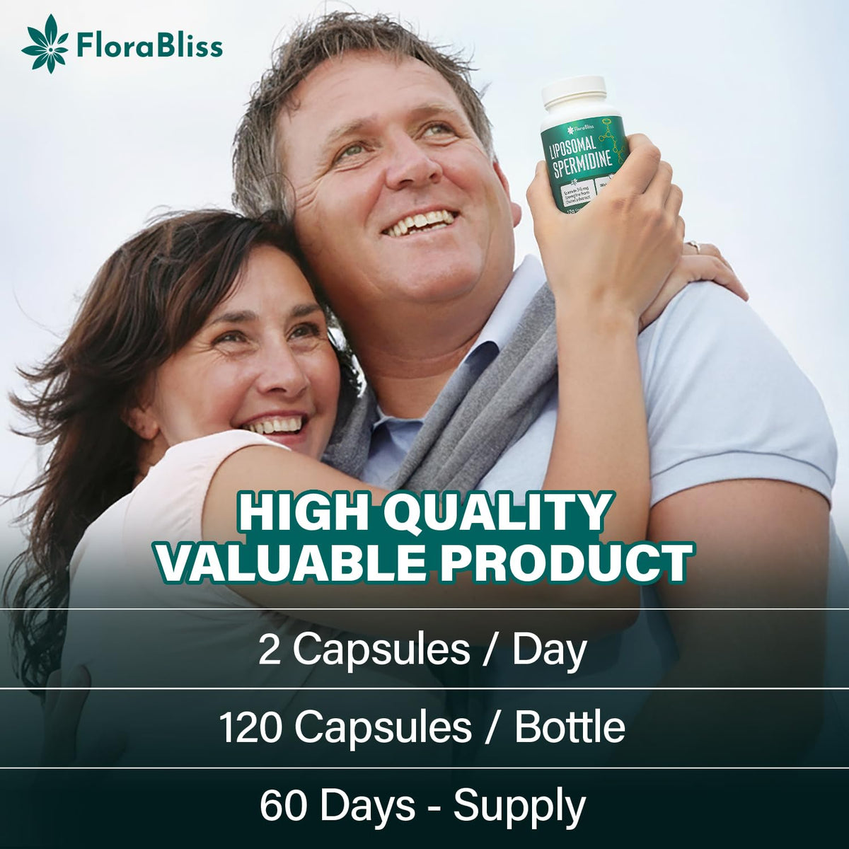 FloraBliss 35mg Liposomal Spermidine capsules à l'intérieur