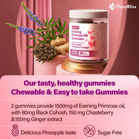FloraBliss Gummies Huile de Onagre dans une main