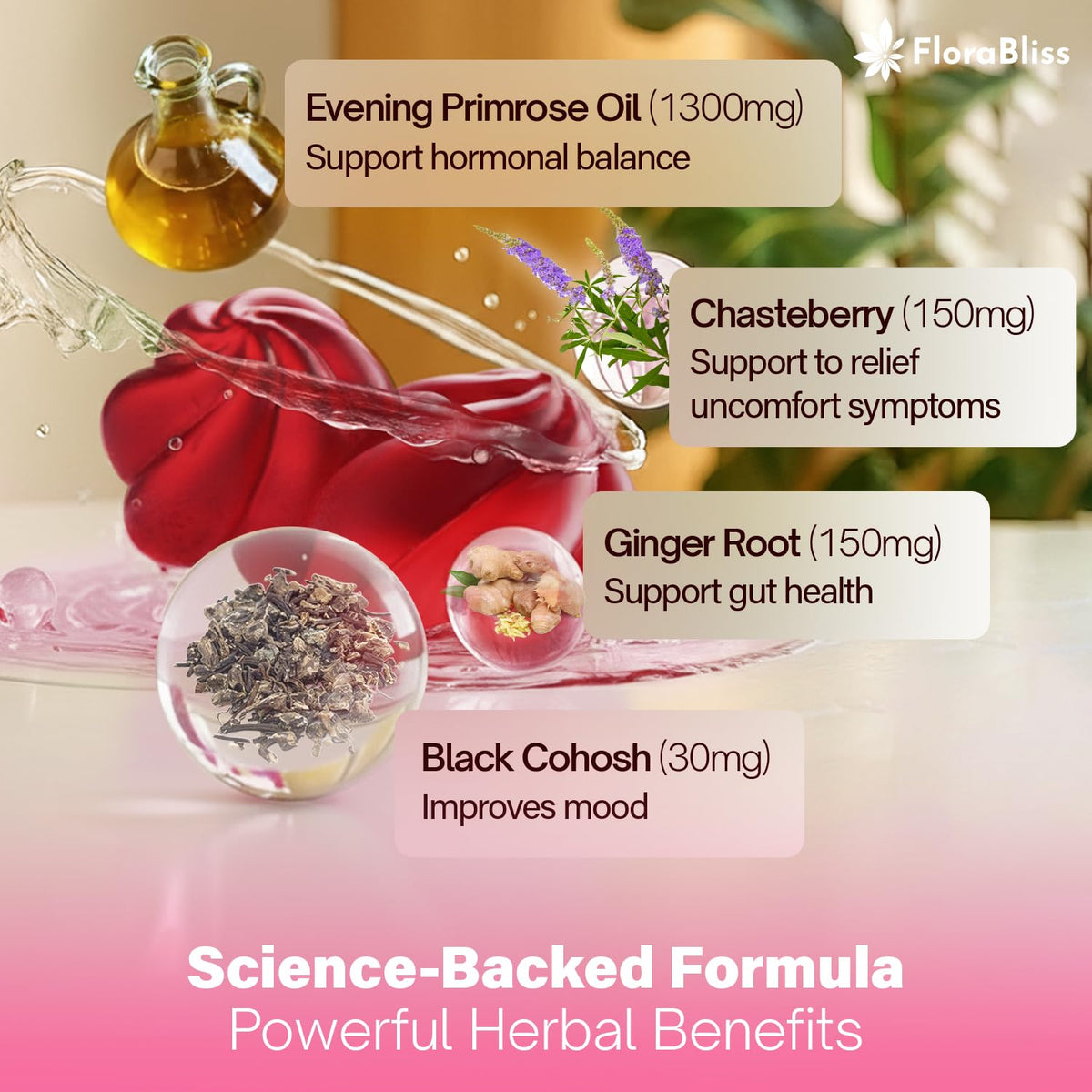 FloraBliss Gummies Huile de Onagre emballage