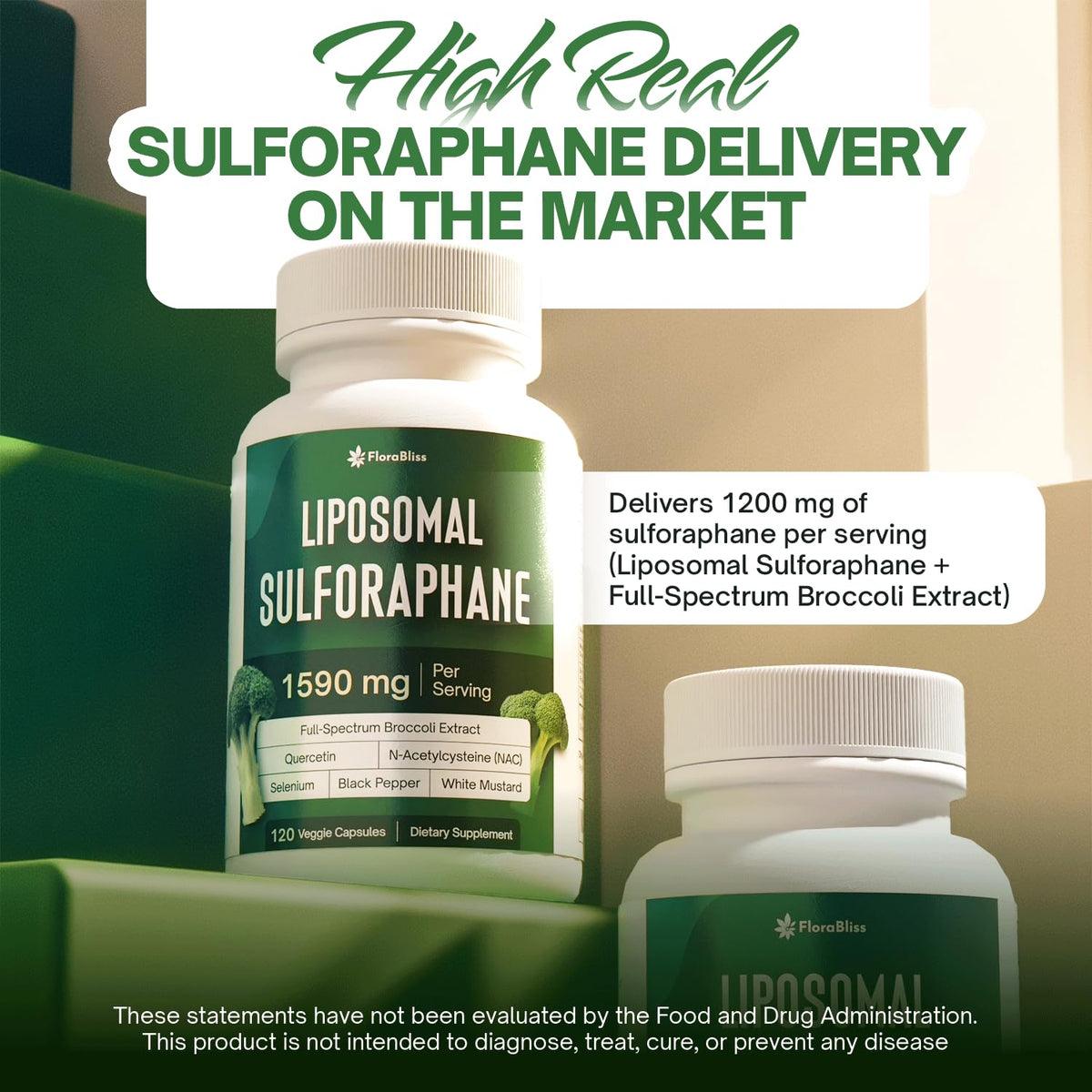 FloraBliss Liposomal Sulforaphane 1000mg étiquette détaillée