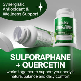 FloraBliss Liposomal Sulforaphane 1000mg gélules en situation sur une table