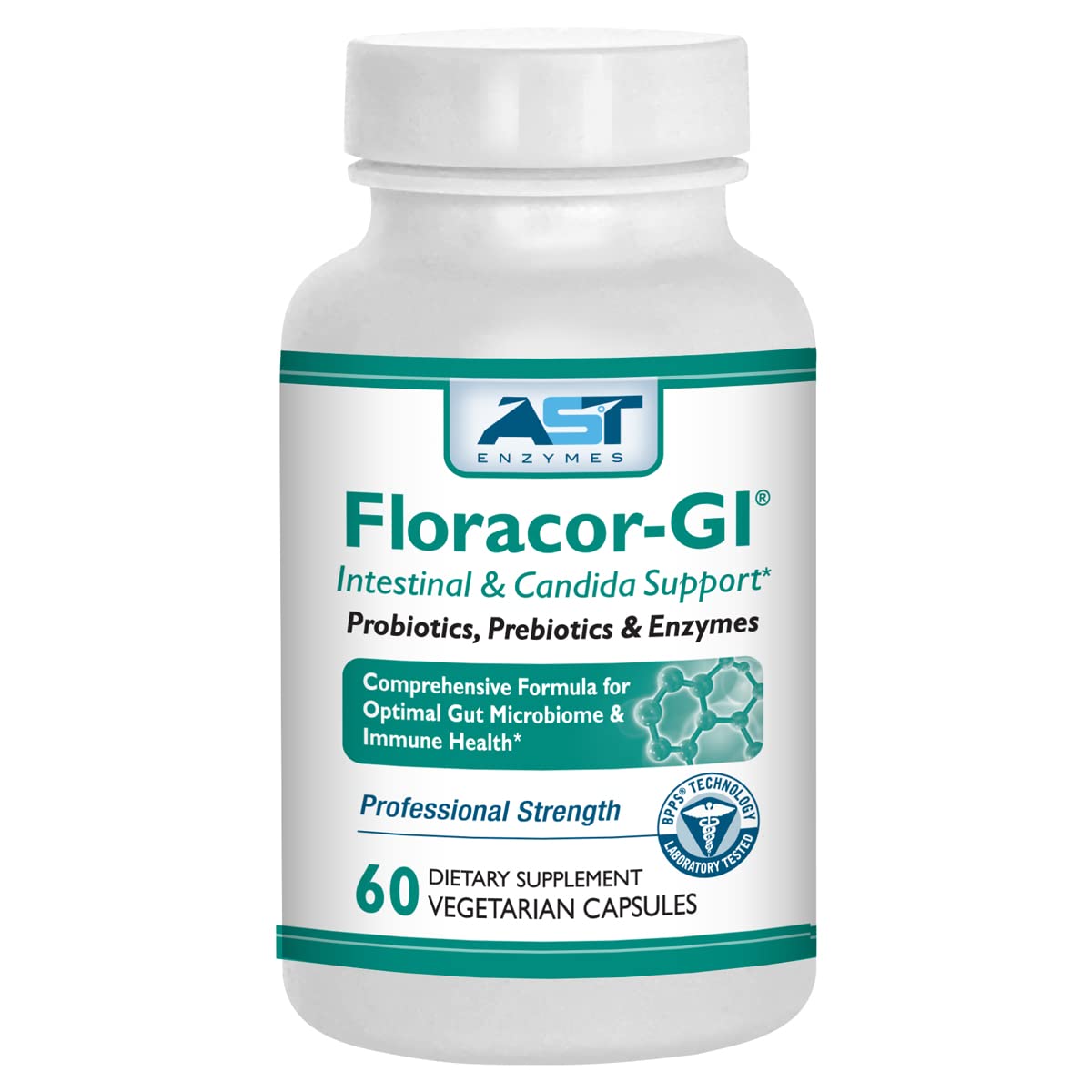 Floracor d'AST Enzymes 60 capsules végétariennes vue de face