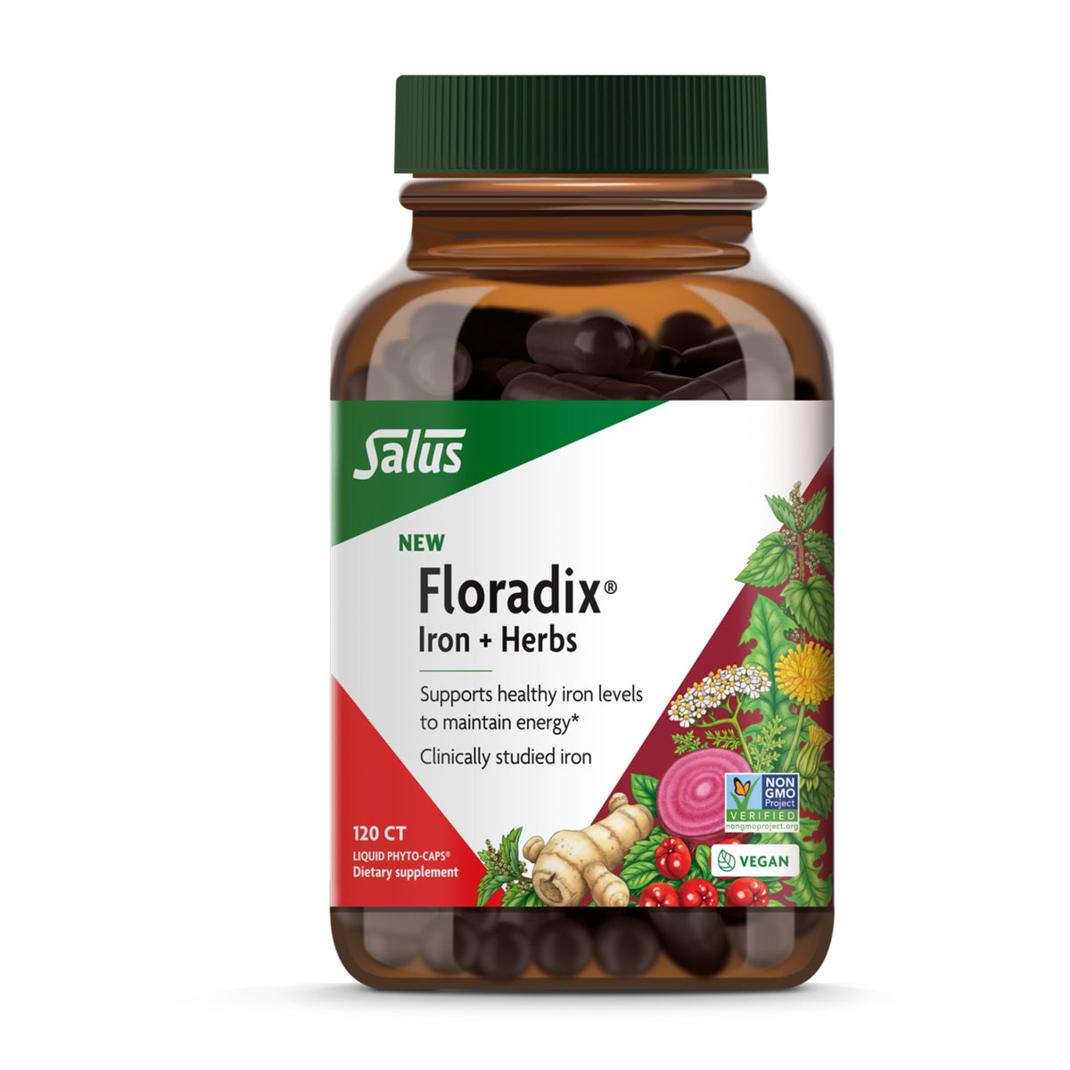 Floradix Complément Alimentaire Fer + Herbes 120 Gélules Végétales - Vue de l'emballage