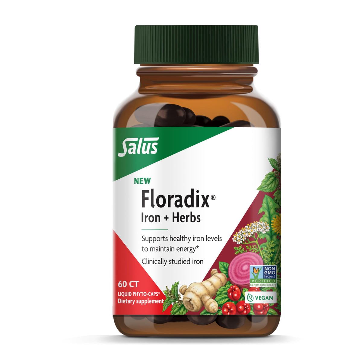 Floradix Fer + Herbes 60 capsules végétales vue de face