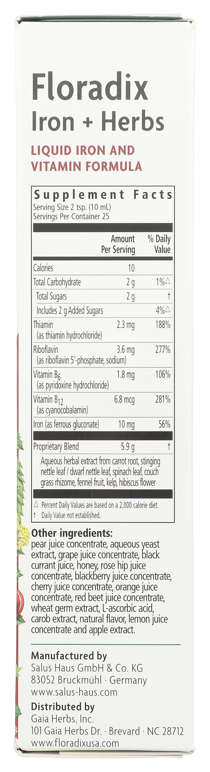 Floradix Floravital Fer Liquide 250 ml - présentation avec verre