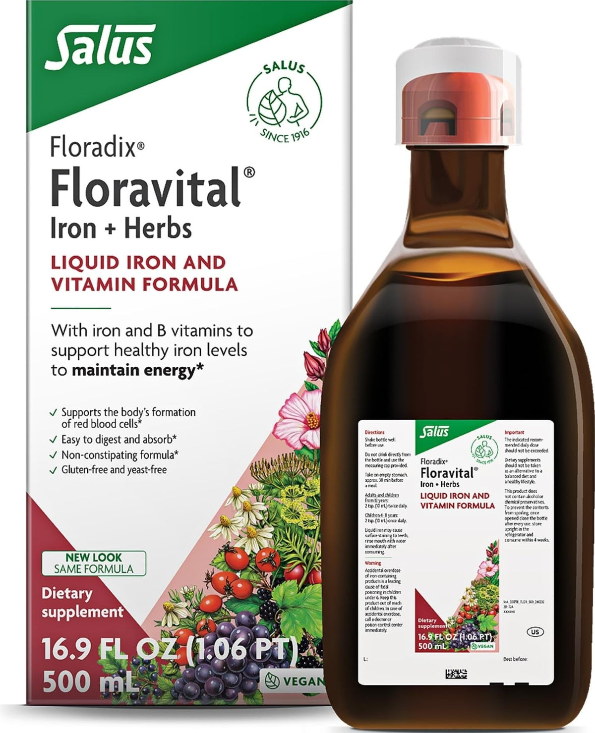 Floradix Floravital Fer Liquide 500 ml vue de face