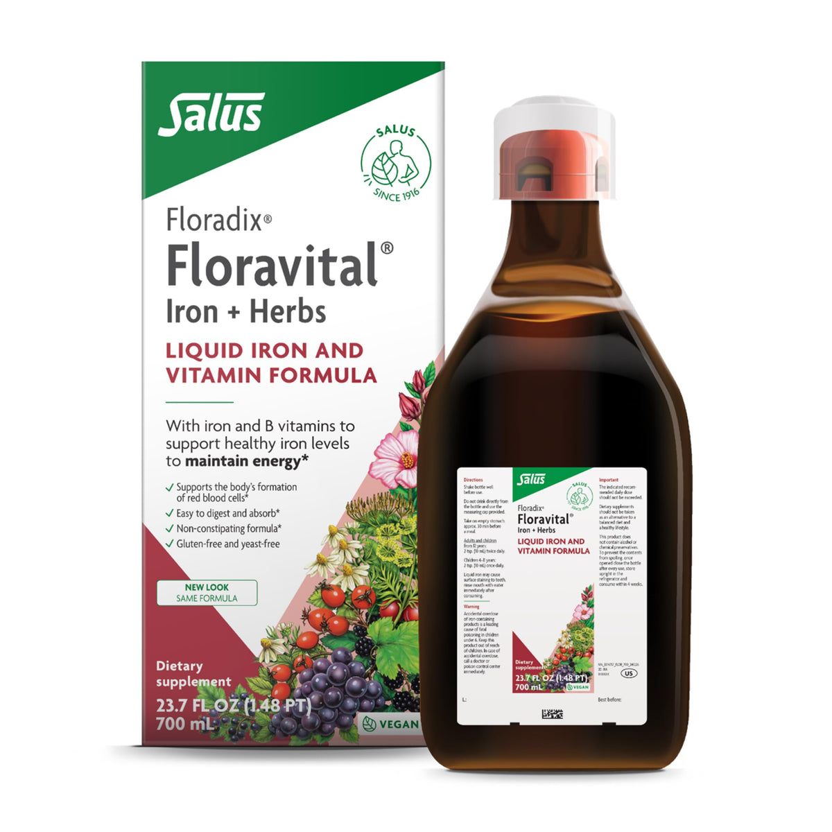 Floradix Floravital Fer Liquide 620g vue de face