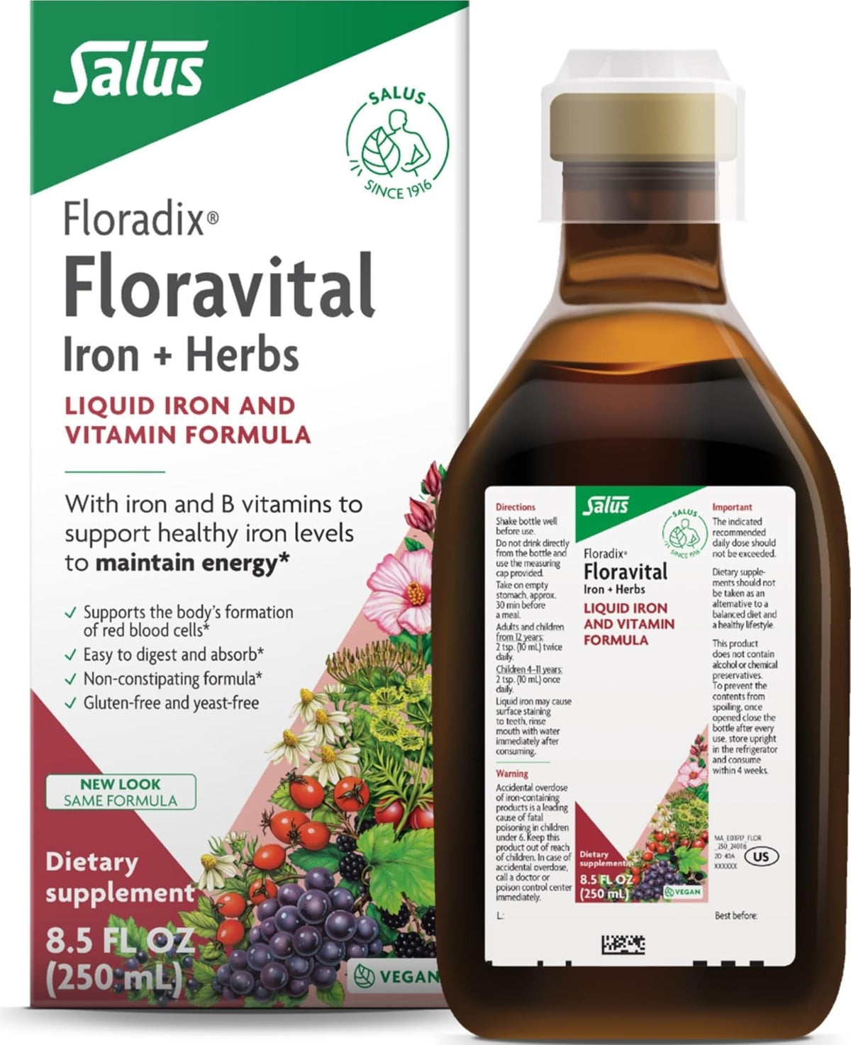 Floradix Floravital Fer Liquide 621g vue de face