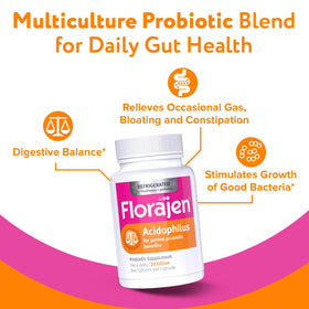 Florajen Probiotique Acidophilus 30 capsules arrière